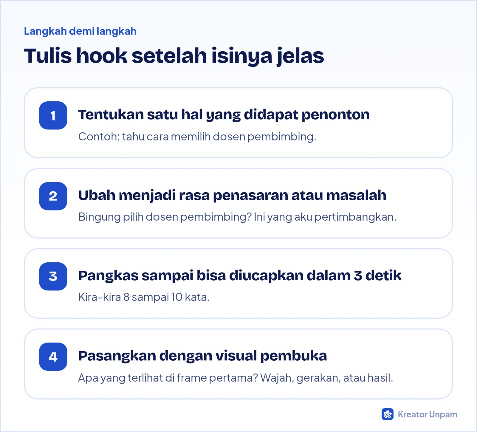 Empat langkah menulis hook video pendek