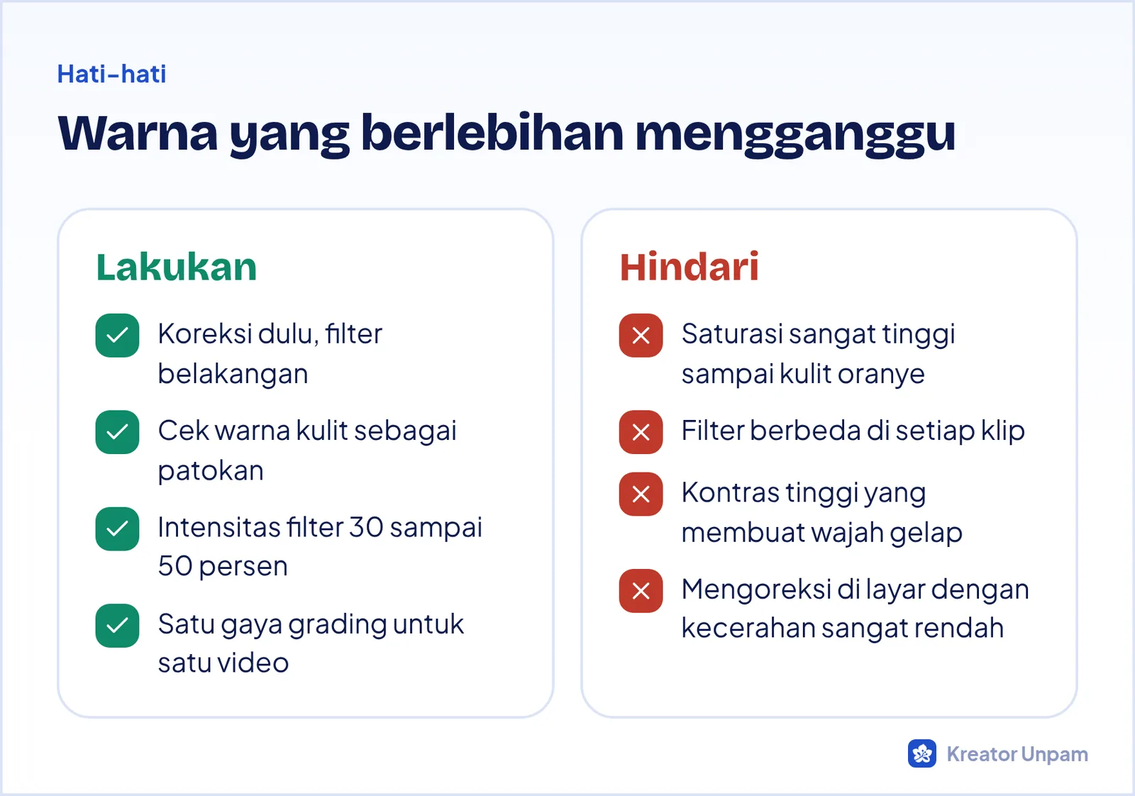 Kesalahan umum saat mengatur warna video
