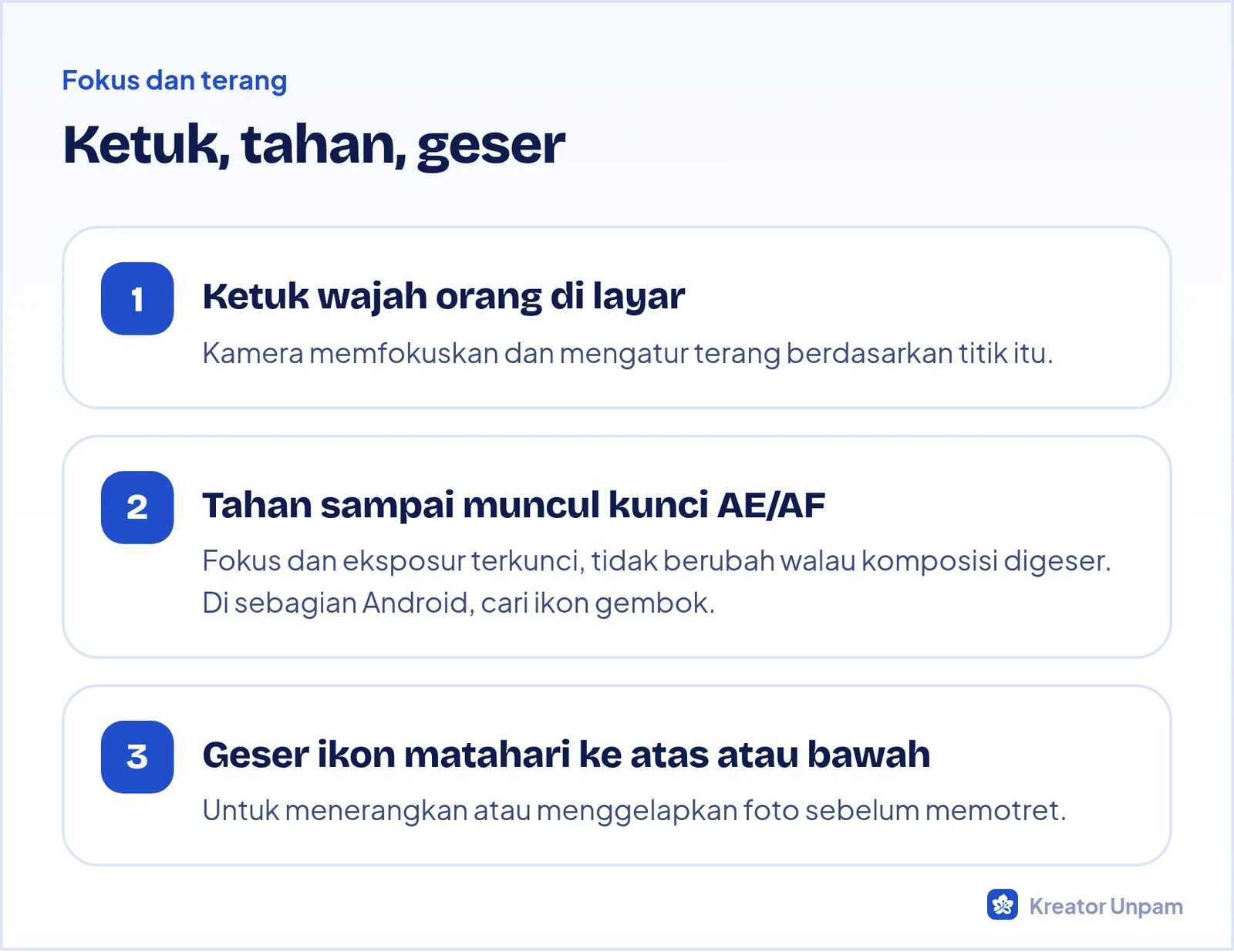 Langkah mengunci fokus dan eksposur di kamera ponsel